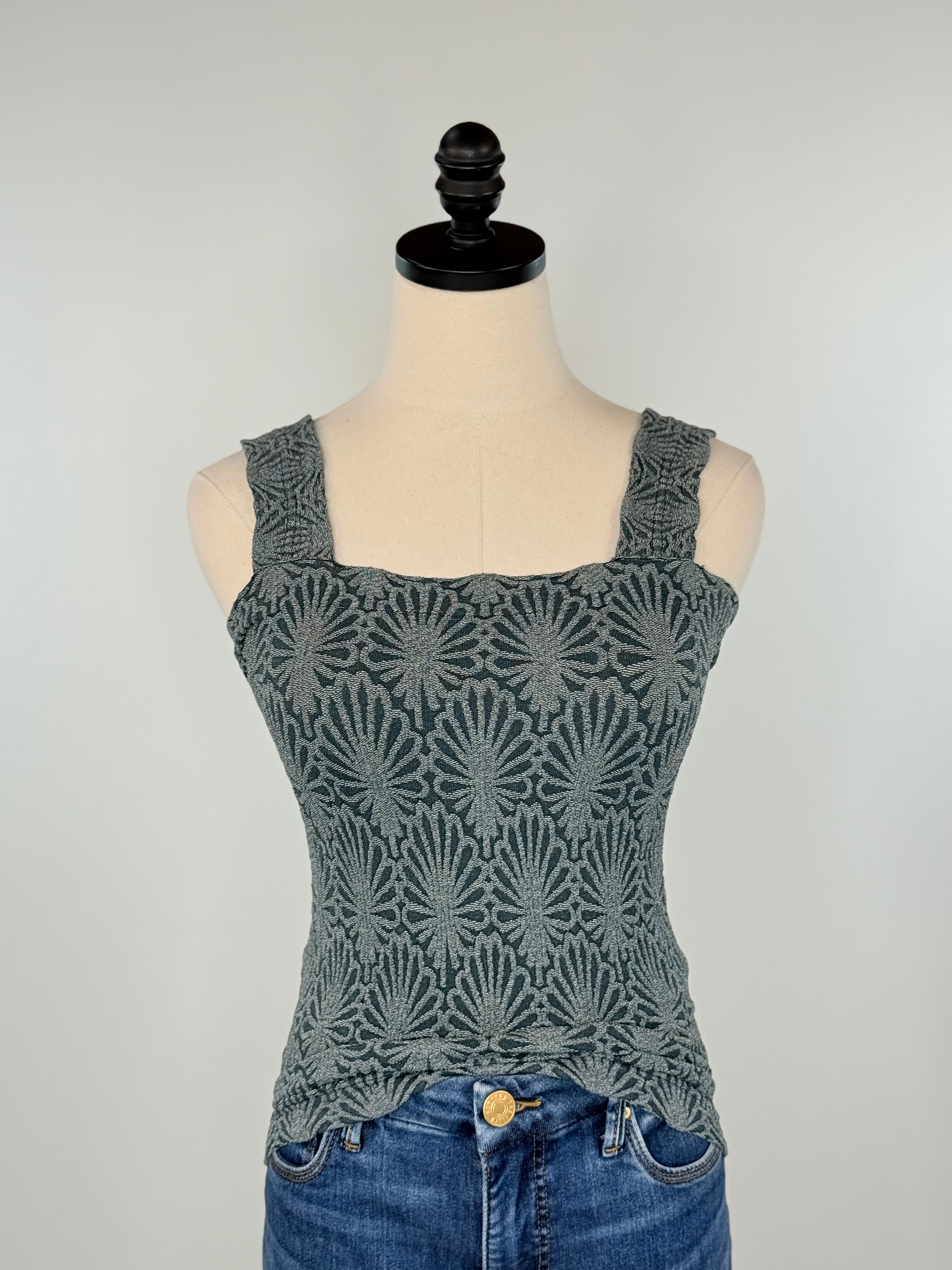 Nikibiki Lace Textured Square Top in Forest Night-121 - Jersey Tops F/W (June - Nov)-Little Bird Boutique
