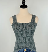 Nikibiki Lace Textured Square Top in Forest Night-121 - Jersey Tops F/W (June - Nov)-Little Bird Boutique