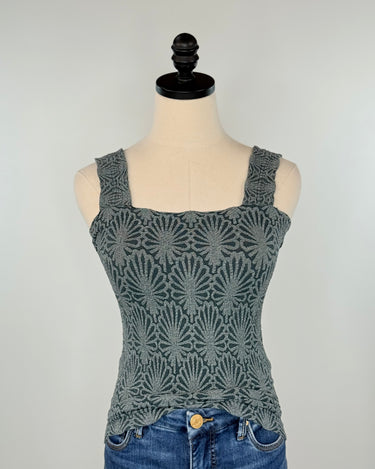 Nikibiki Lace Textured Square Top in Forest Night-121 - Jersey Tops F/W (June - Nov)-Little Bird Boutique