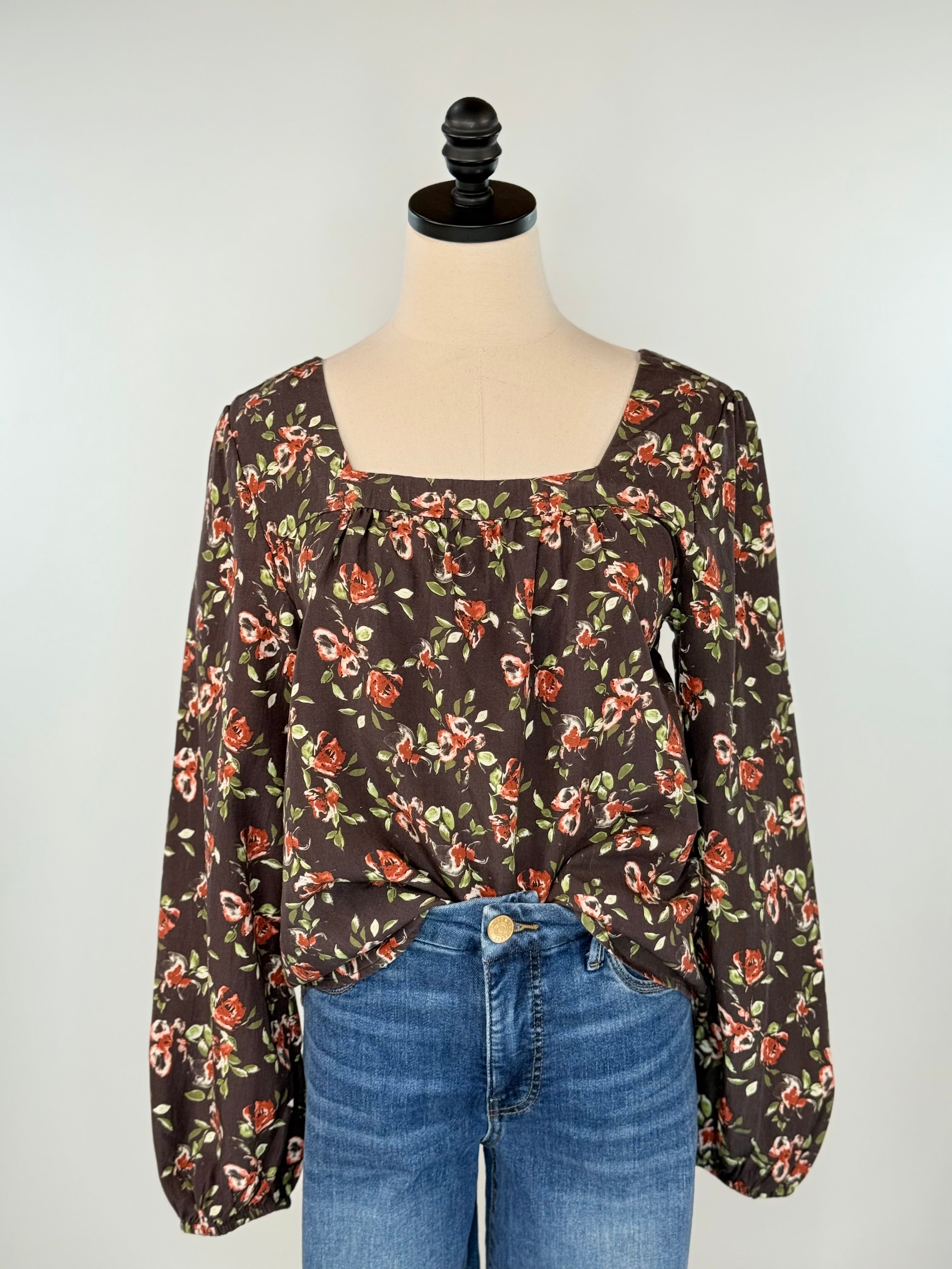 Jak and Rae Sela Top in Watercolor Blossom-111 - Woven Top F/W (June- Nov)-Little Bird Boutique