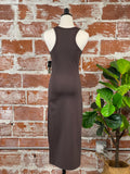 Racer Tank Dress in Dark Brown-152 Dresses - Long-Little Bird Boutique