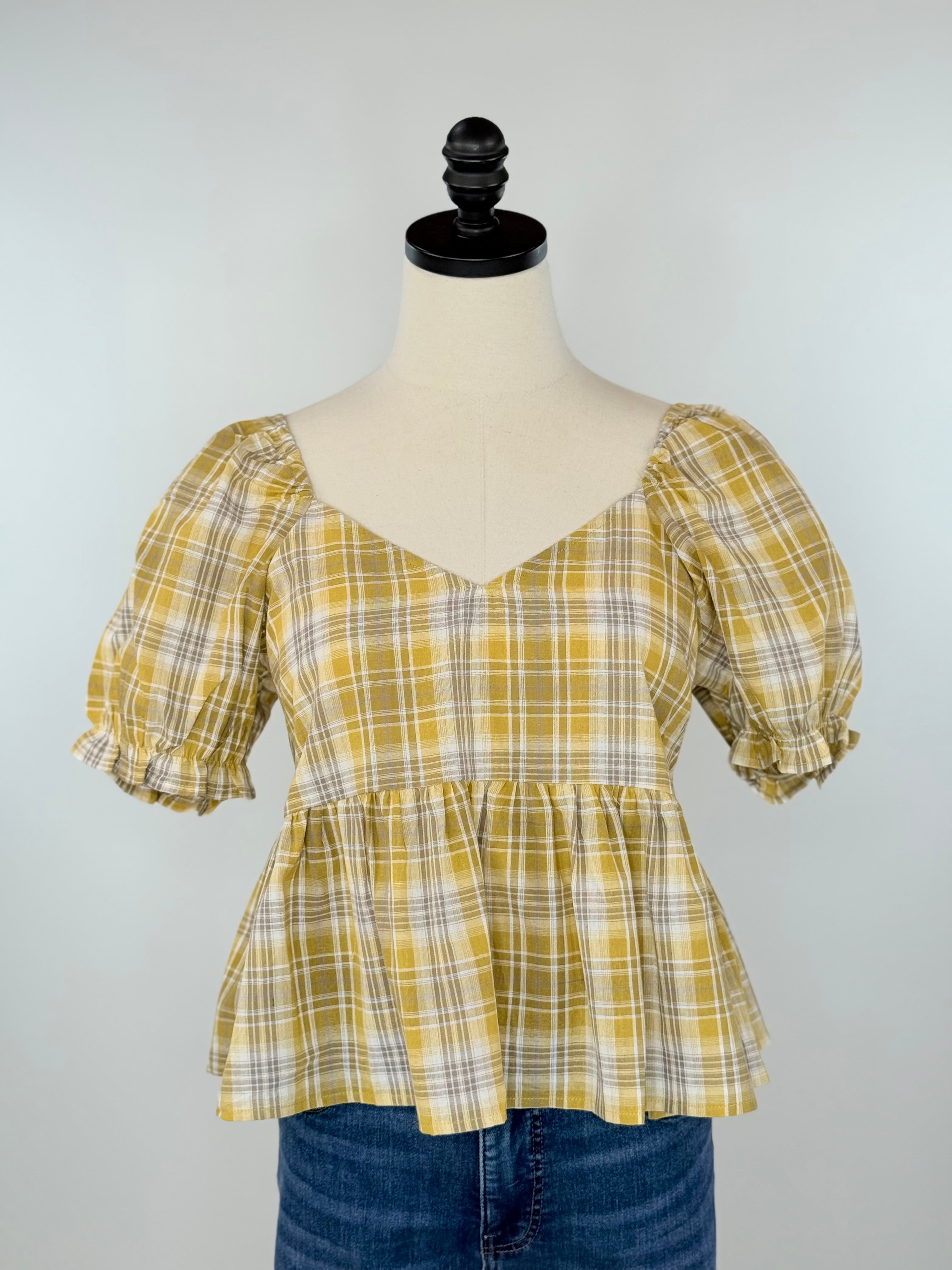 Mills Top in Mustard-111 - Woven Top F/W (June- Nov)-Little Bird Boutique