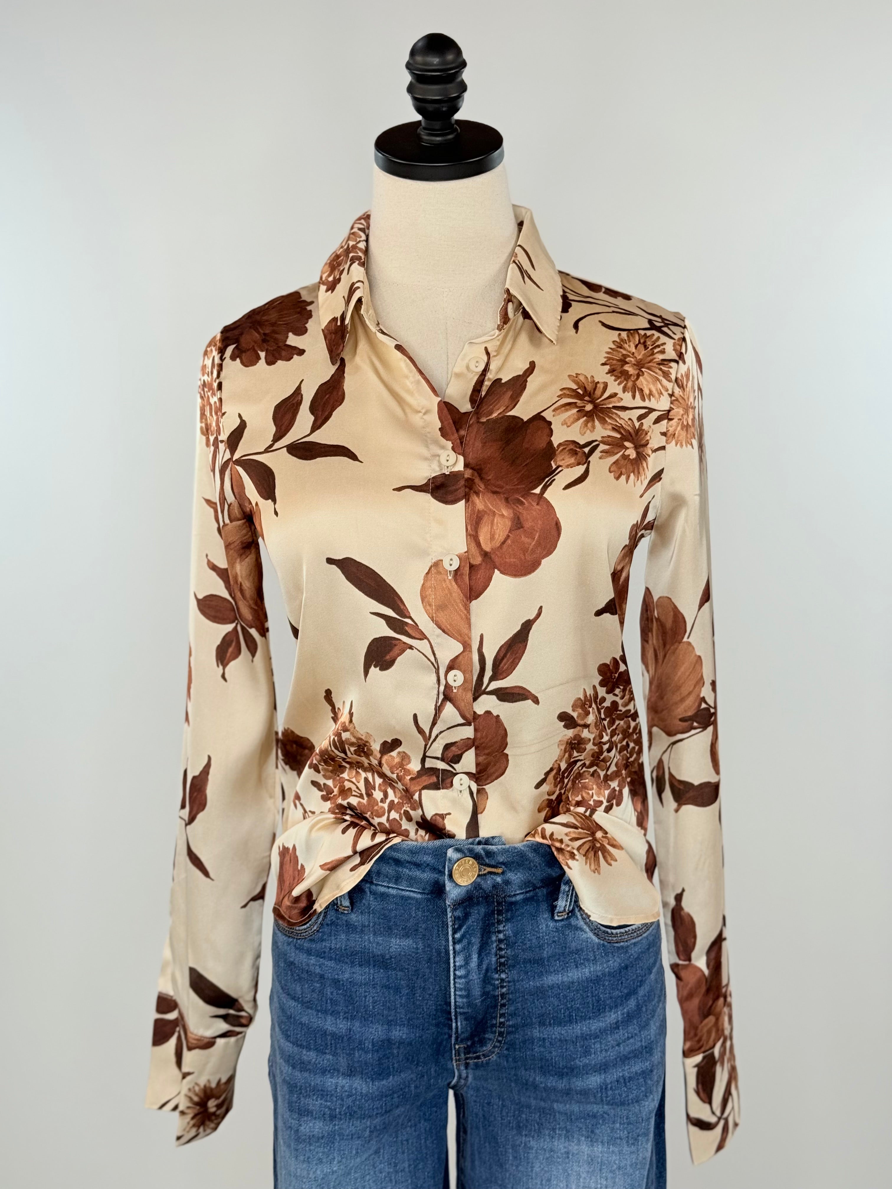 Harlow Top in Coffee and Cream-111 - Woven Top F/W (June- Nov)-Little Bird Boutique