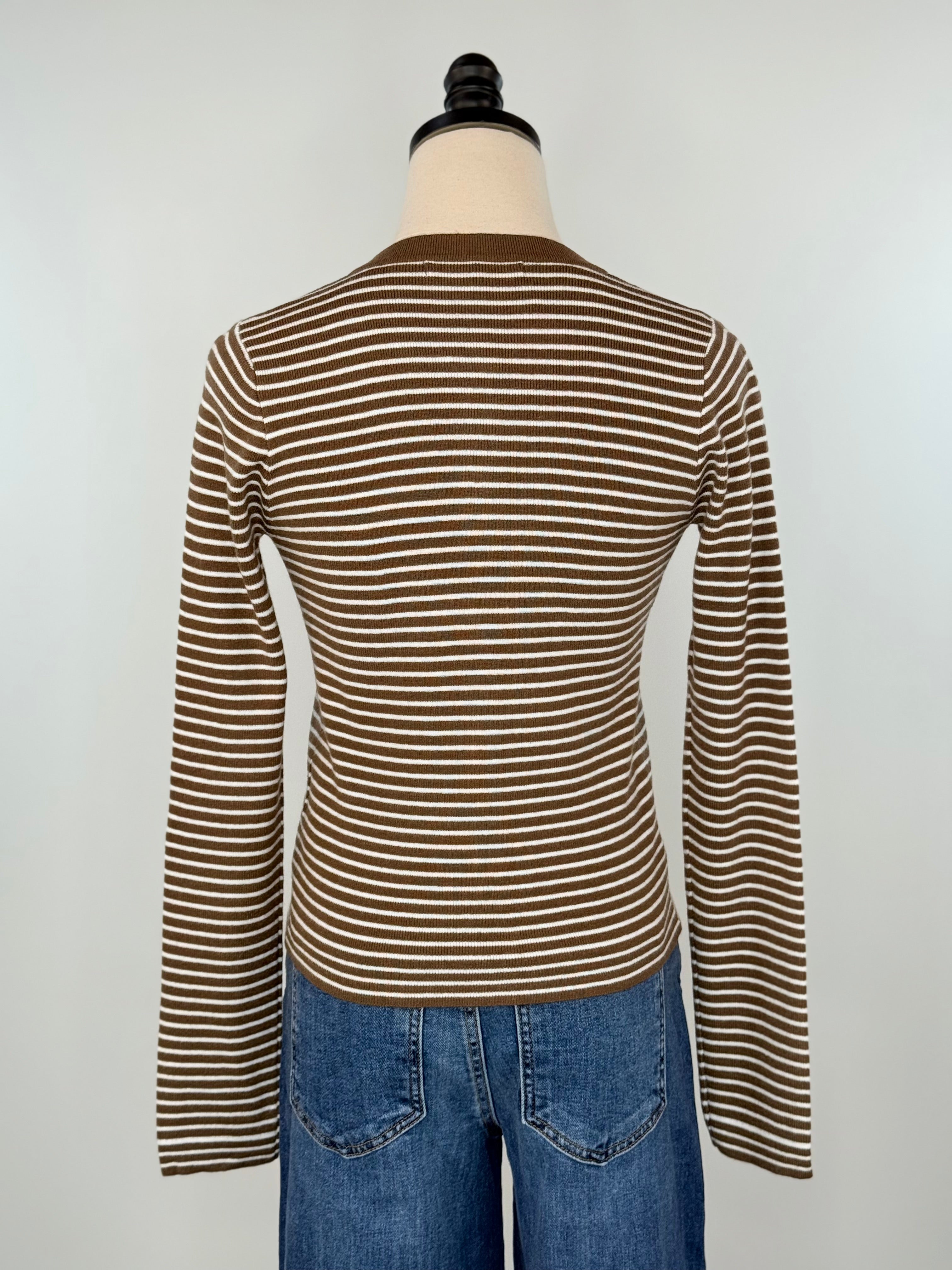 Parker Sweater in Brown and White Stripe-131 - Sweaters F/W (June - Nov)-Little Bird Boutique