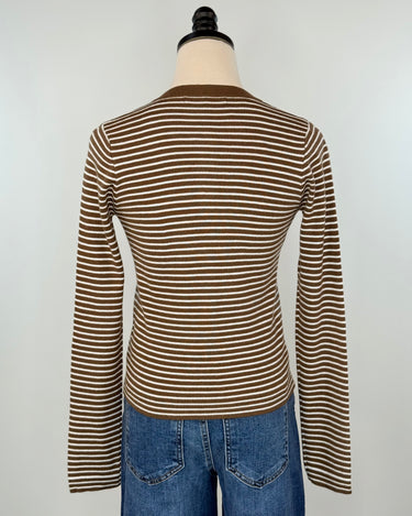 Parker Sweater in Brown and White Stripe-131 - Sweaters F/W (June - Nov)-Little Bird Boutique