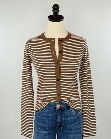 Parker Sweater in Brown and White Stripe-131 - Sweaters F/W (June - Nov)-Little Bird Boutique