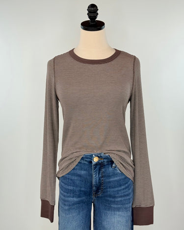 Thread and Supply Stacy Top in Coffee Stripe-121 - Jersey Tops F/W (June - Nov)-Little Bird Boutique