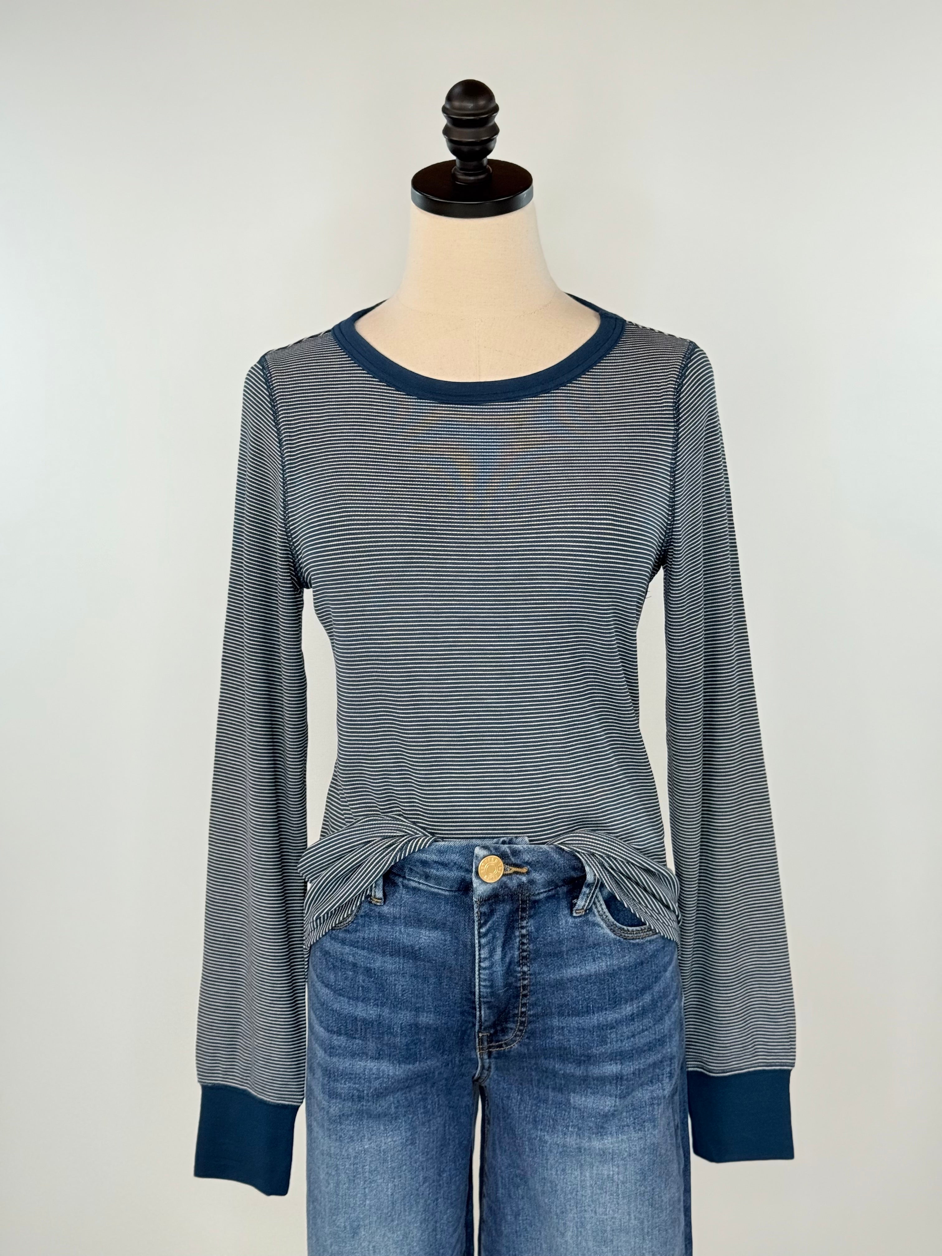 Thread and Supply Stacy Top in Navy Stripe-121 - Jersey Tops F/W (June - Nov)-Little Bird Boutique