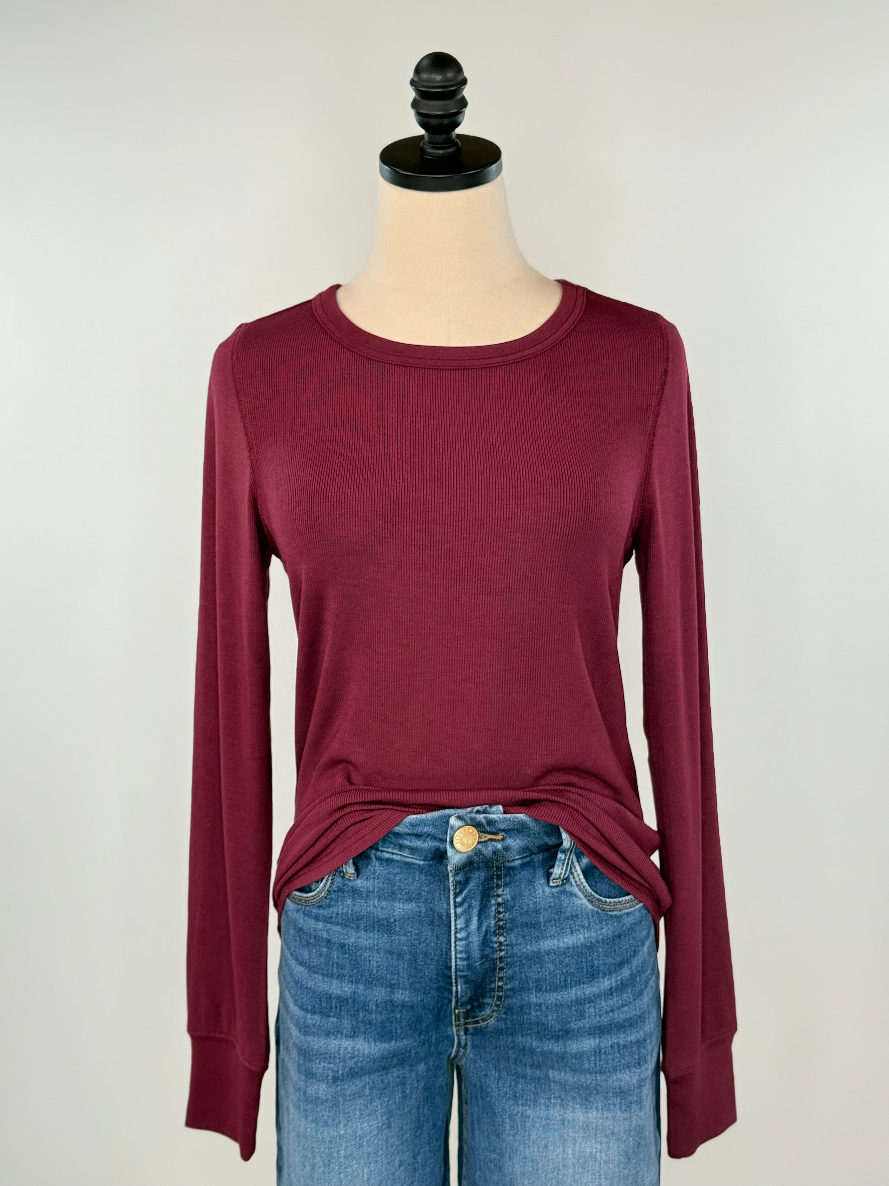 Thread and Supply Stacy Top in Maroon-121 - Jersey Tops F/W (June - Nov)-Little Bird Boutique