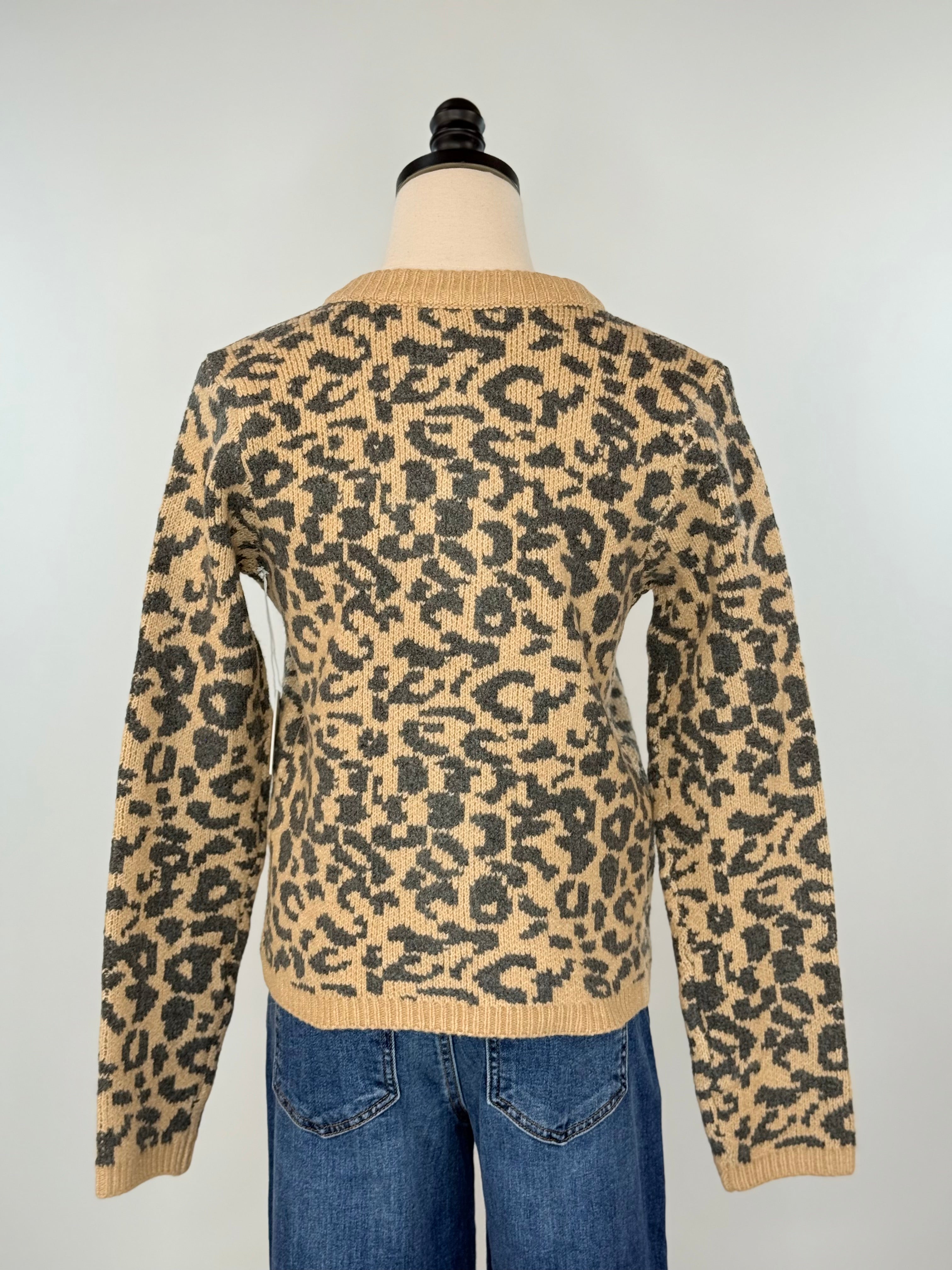 Dex Button Up Leopard Sweater-131 - Sweaters F/W (June - Nov)-Little Bird Boutique