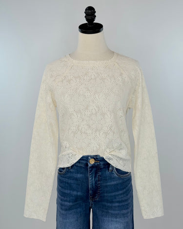 Dex Lace Top in Natural-113 - Woven Tops (Holiday)-Little Bird Boutique