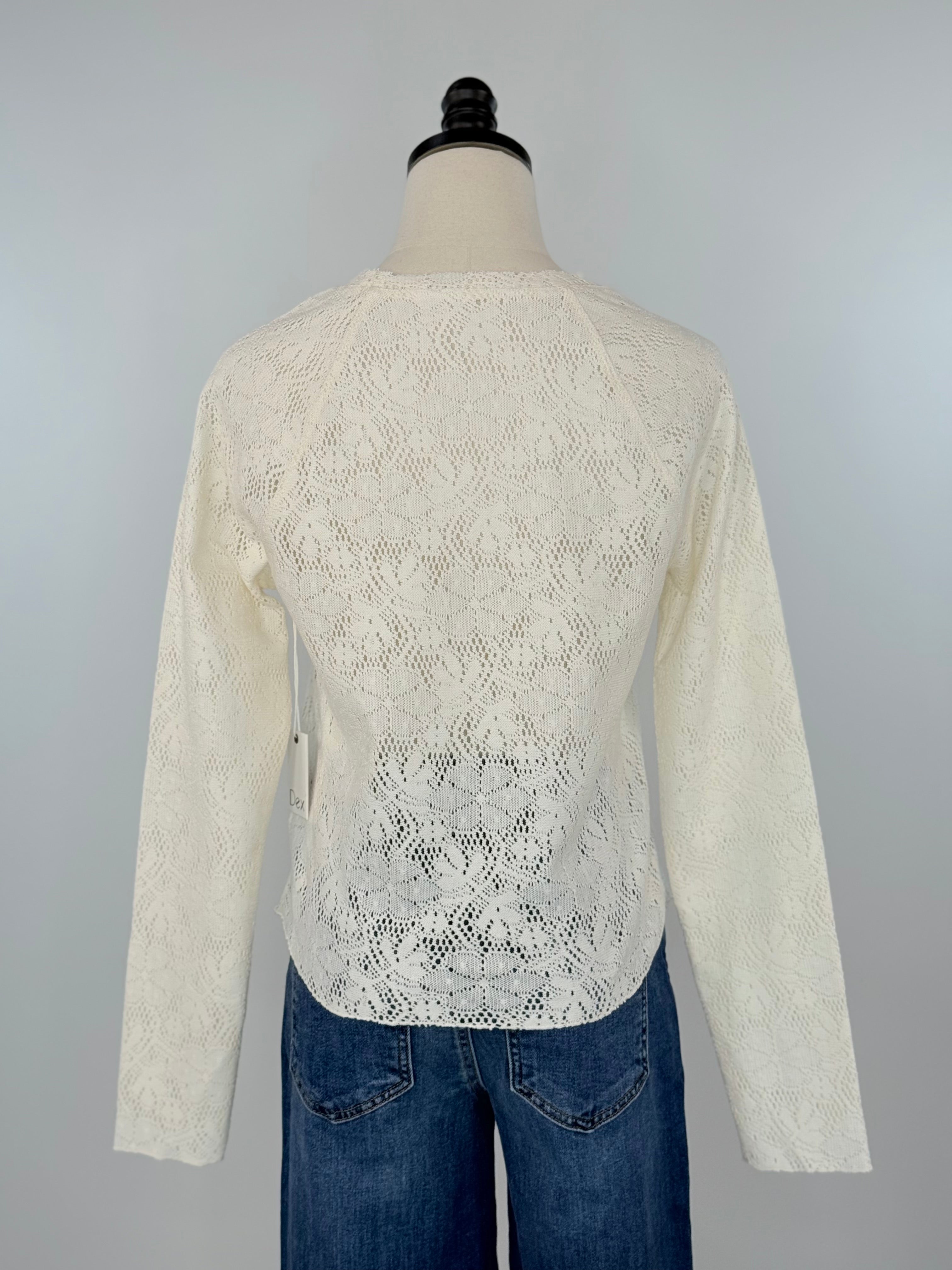 Dex Lace Top in Natural-113 - Woven Tops (Holiday)-Little Bird Boutique