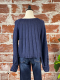 Free People Sandre Pullover Sweater in Navy-130 Sweaters-Little Bird Boutique