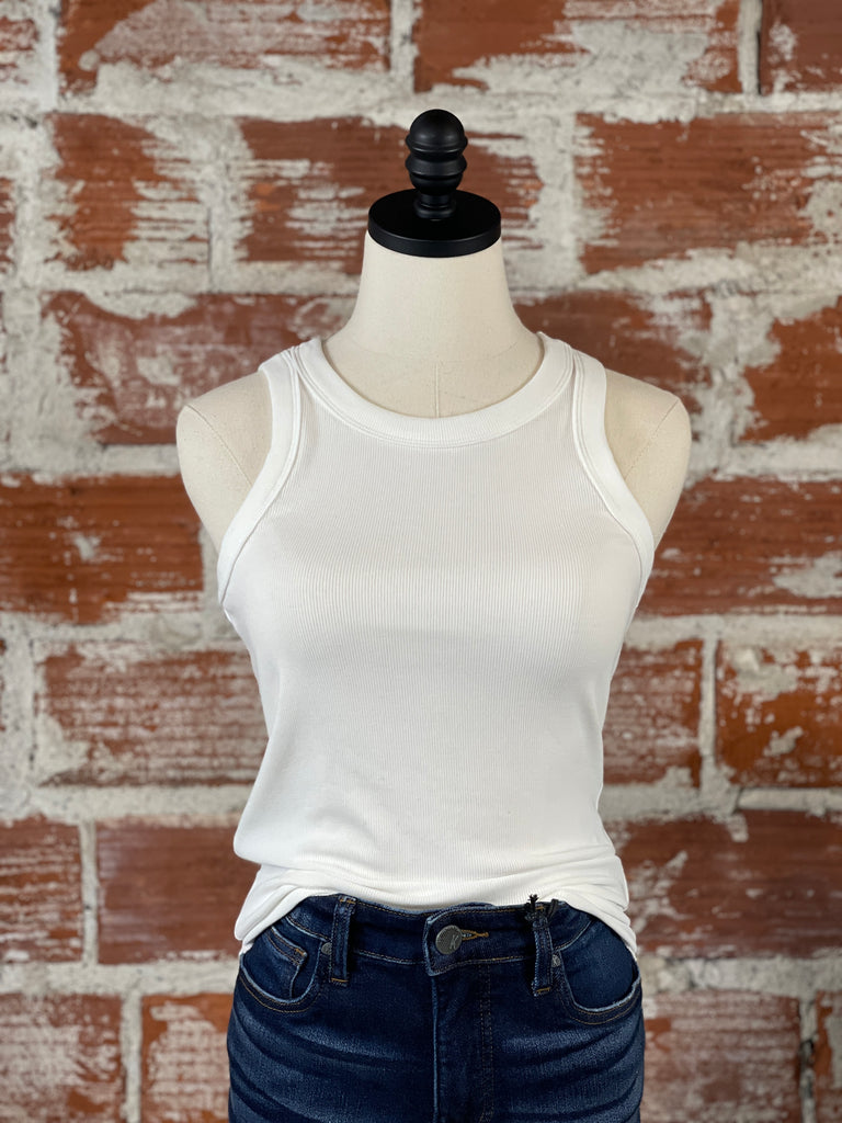 Ribbed Jersey Tank in Ivory