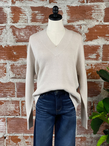 Manuela V-Neck Sweater in Sand