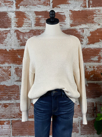 Boat Neck Sweater in Ivory