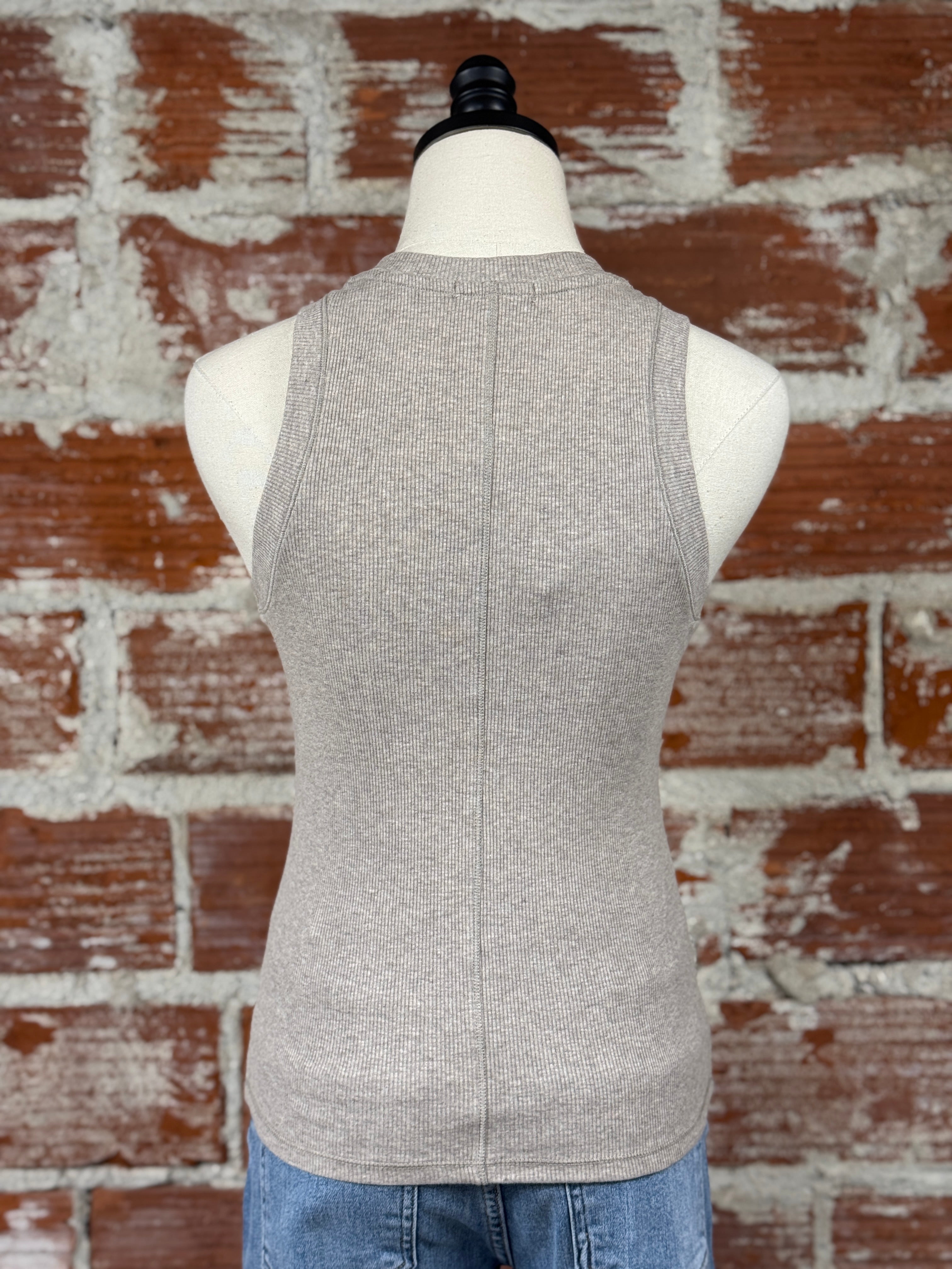 Z Supply Sirena Rib Tank in Heather Taupe-122 - Jersey Tops S/S (Dec - May)-Little Bird Boutique