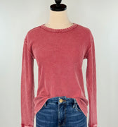 Flag and Anthem Fayston Waffle Crew in Berry-121 - Jersey Tops F/W (June - Nov)-Little Bird Boutique