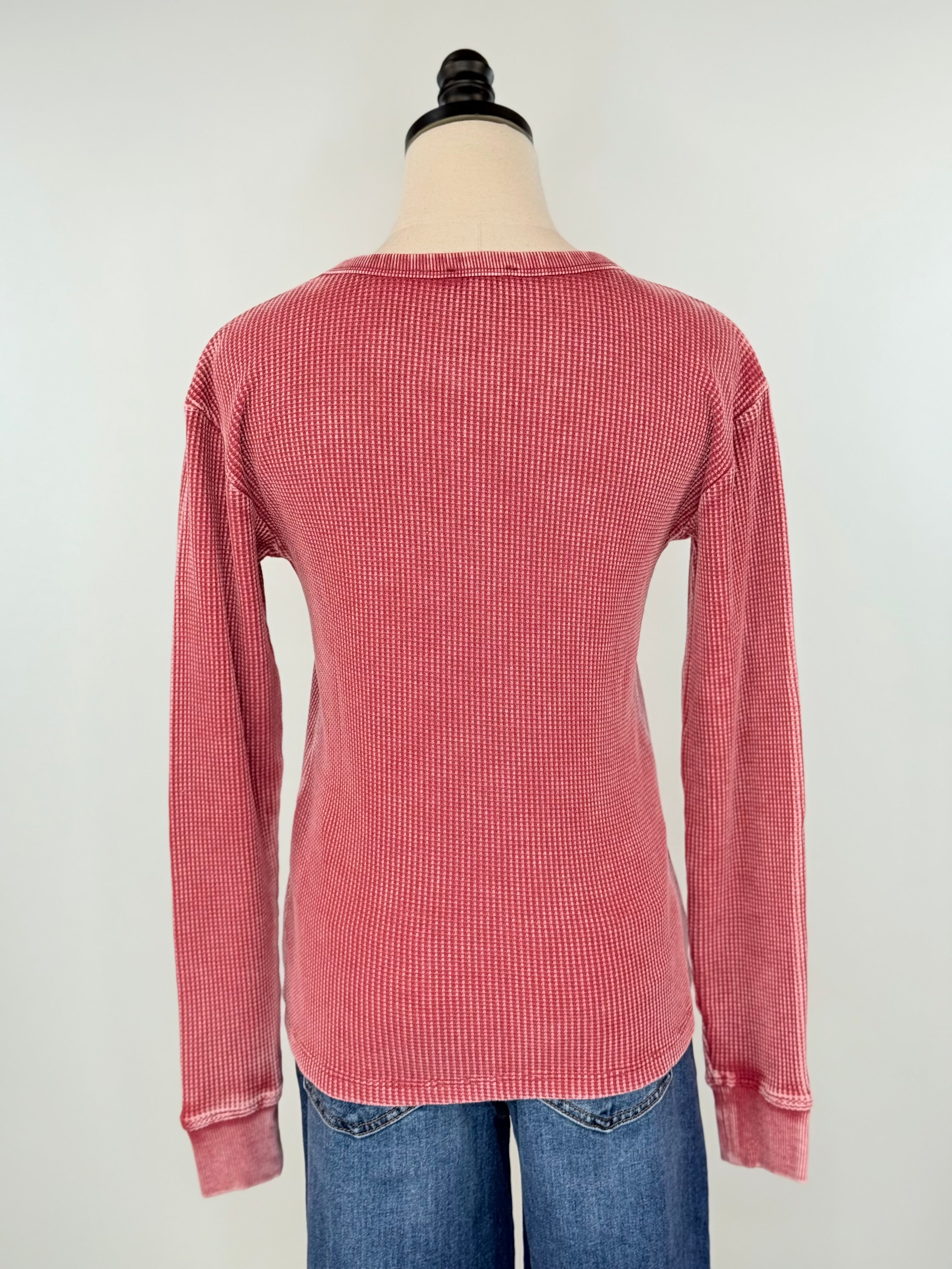 Flag and Anthem Fayston Waffle Crew in Berry-121 - Jersey Tops F/W (June - Nov)-Little Bird Boutique