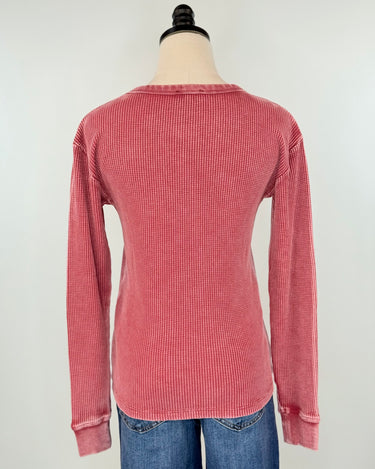 Flag and Anthem Fayston Waffle Crew in Berry-121 - Jersey Tops F/W (June - Nov)-Little Bird Boutique