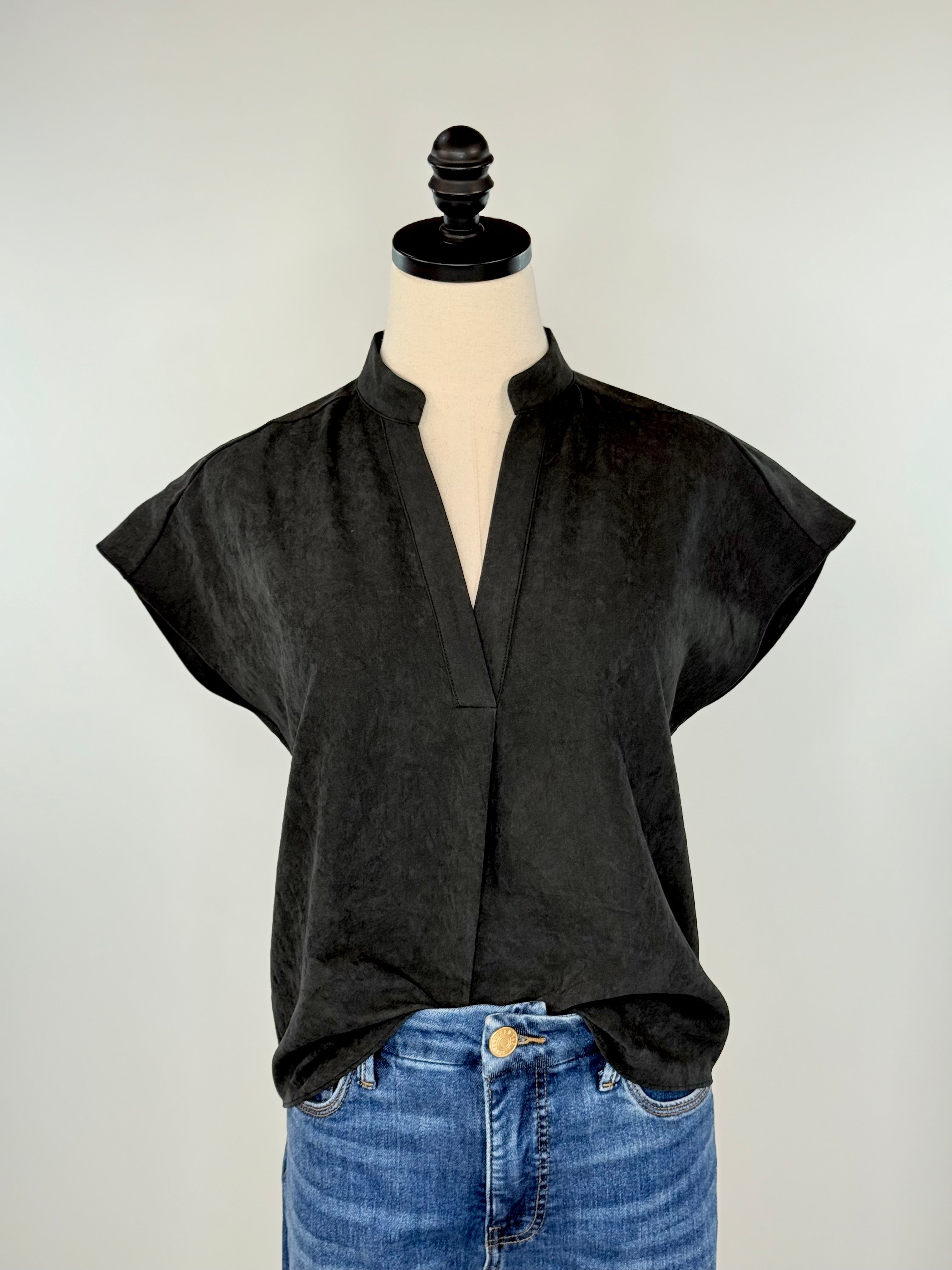 Bennett Top in Black-111 - Woven Top F/W (June- Nov)-Little Bird Boutique