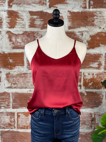Satin Cami in Burgundy