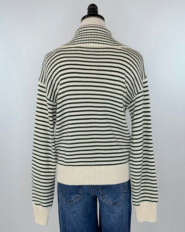 Tenley Sweater in Green and Cream Stripe-131 - Sweaters F/W (June - Nov)-Little Bird Boutique