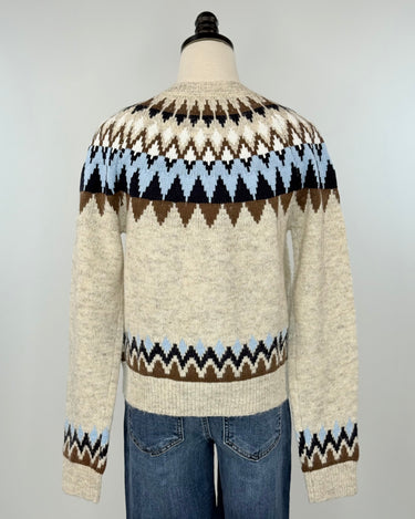 Flag and Anthem Odessa Fair Isle Cardigan Sweater in Oatmeal and Navy Heather-131 - Sweaters F/W (June - Nov)-Little Bird Boutique