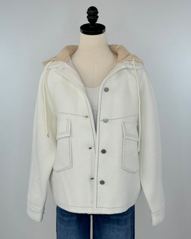 OAT NYC Jacket with Removeable Hood in Creme-141 Outerwear Coats & Jackets-Little Bird Boutique