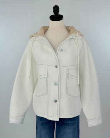 OAT NYC Jacket with Removeable Hood in Creme-141 Outerwear Coats & Jackets-Little Bird Boutique
