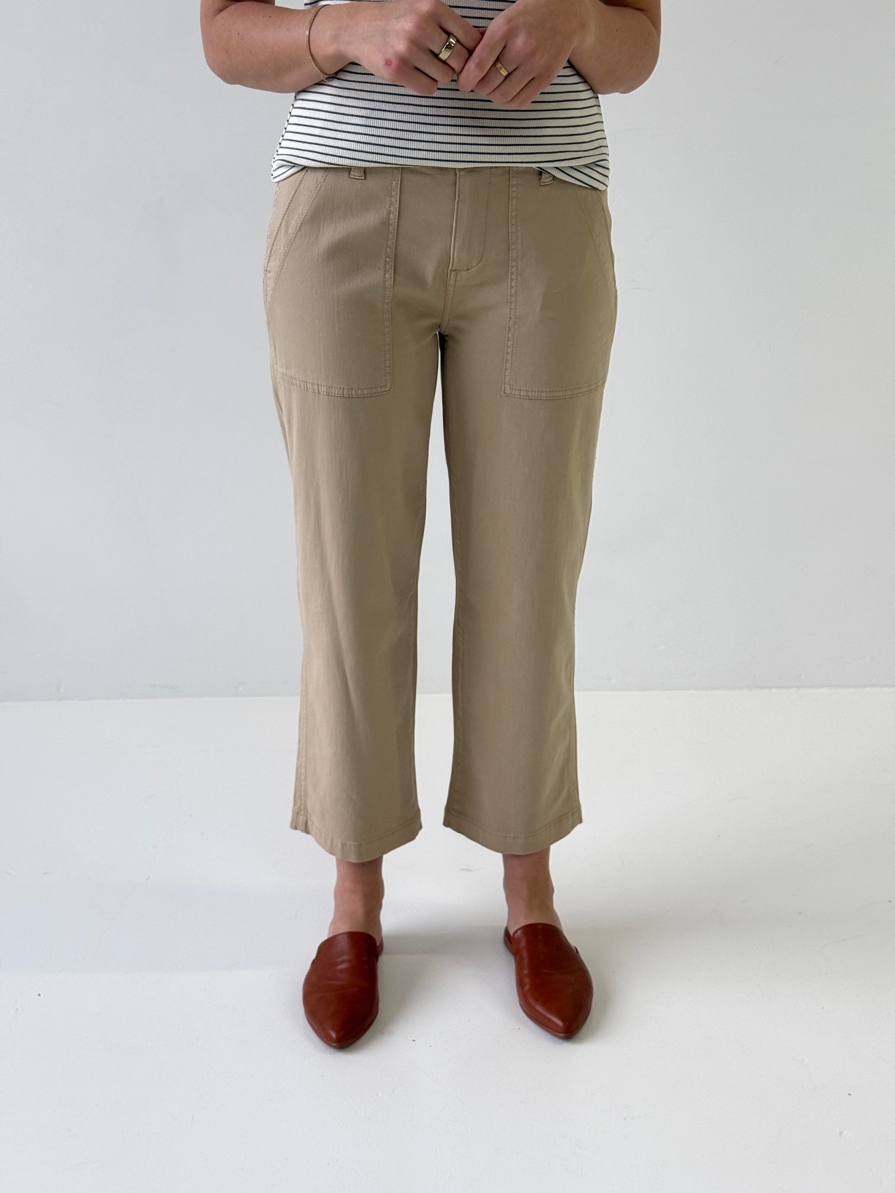 Liverpool Cargo Crop Pants in Cappucino-220 Pants-Little Bird Boutique