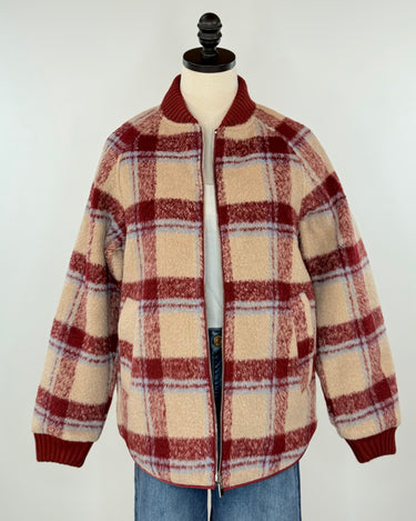 Flag and Anthem Anniston Reversible Quilted Bomber Jacket in Red and Taupe-141 Outerwear Coats & Jackets-Little Bird Boutique