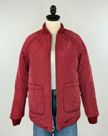 Flag and Anthem Anniston Reversible Quilted Bomber Jacket in Red and Taupe-141 Outerwear Coats & Jackets-Little Bird Boutique