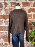 RD Joni Zipper Cardigan in Dark Brown-130 Sweaters-Little Bird Boutique