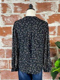 Chiffon Top in Black Ditsy Floral-112 Woven Tops - Long Sleeve-Little Bird Boutique