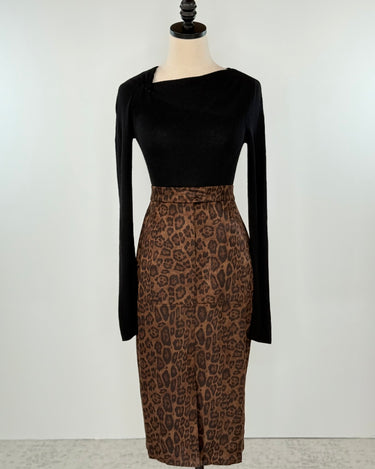 THML Cheetah Suede Skirt-231 Skirts-Little Bird Boutique