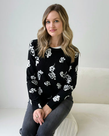 Sanctuary All Day Long Sweater in Black Rose Pop-132 - Sweaters S/S (Dec - May)-Little Bird Boutique