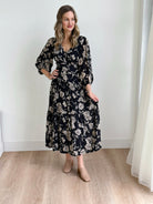 Z Supply Adelina Ari Floral Midi Dress in Parchment