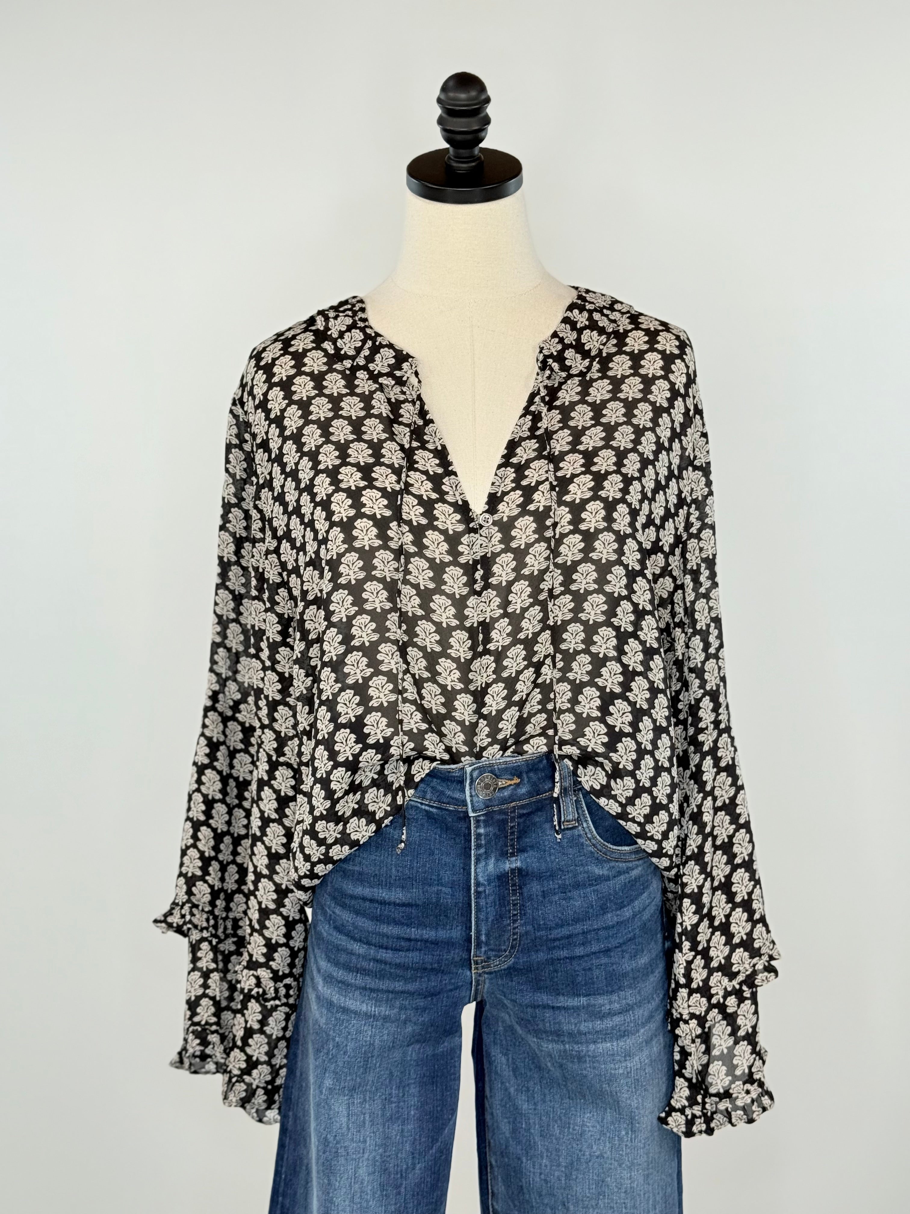Dear John Racquel Top in White Cap Grey-111 - Woven Top F/W (June- Nov)-Little Bird Boutique