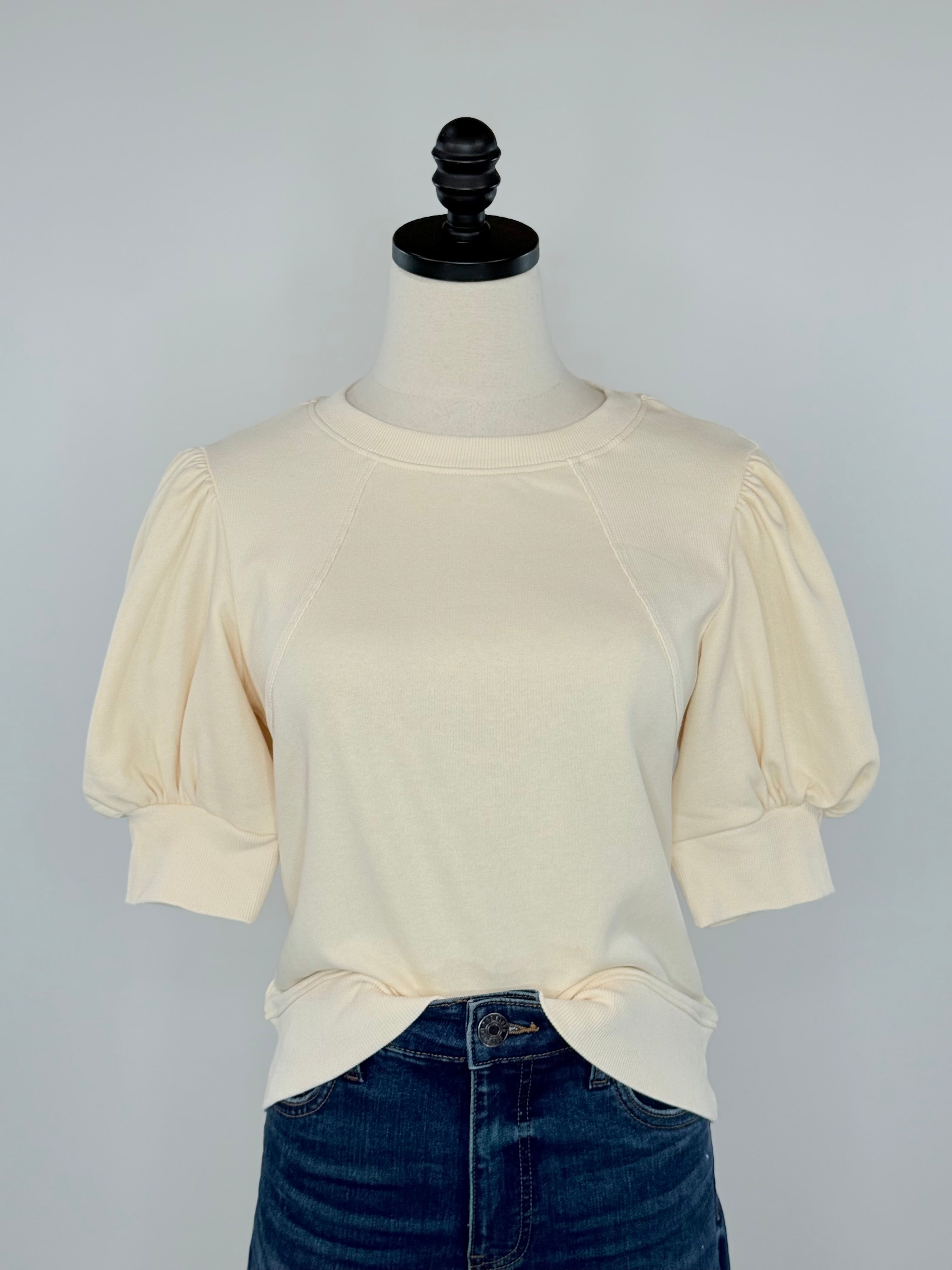 Vaughn Top in Cream-121 - Jersey Tops F/W (June - Nov)-Little Bird Boutique
