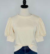 Vaughn Top in Cream-121 - Jersey Tops F/W (June - Nov)-Little Bird Boutique
