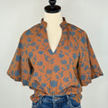 THML Puff Sleeve Top in Brown Floral-111 - Woven Top F/W (June- Nov)-Little Bird Boutique