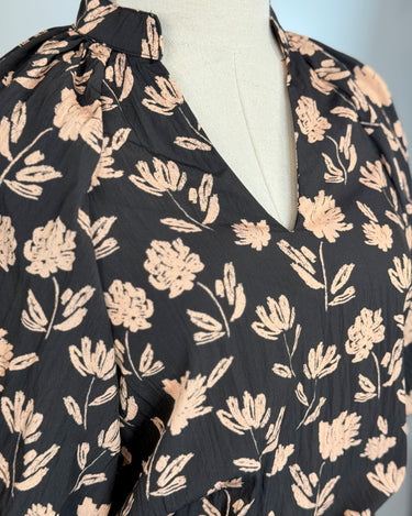 THML Puff Sleeve Top in Black Floral-111 - Woven Top F/W (June- Nov)-Little Bird Boutique