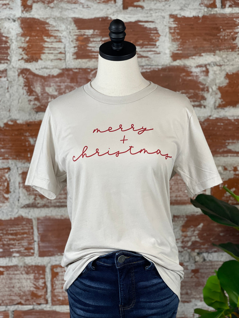 Merry & Christmas Tee in Dust