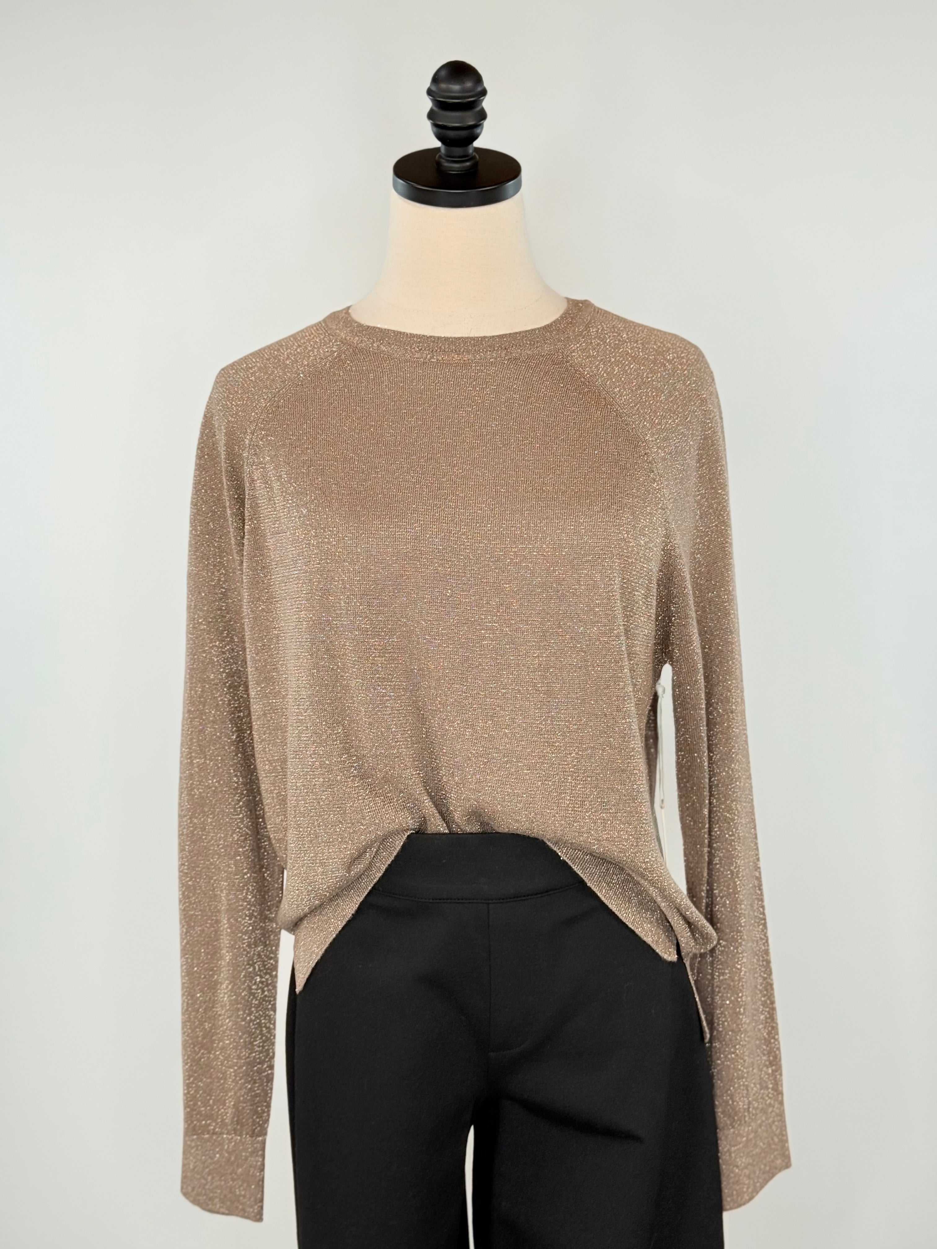 Dex Sparkle Sweater in Taupe Shimmer-133 - Sweaters (Holiday)-Little Bird Boutique