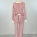 Cozy Stripe Jogger Pajama Set in Red and White-240 Loungewear/Intimates-Little Bird Boutique