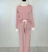 Cozy Stripe Jogger Pajama Set in Red and White-240 Loungewear/Intimates-Little Bird Boutique