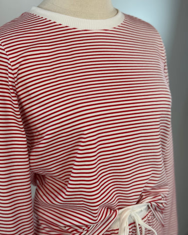 Cozy Stripe Jogger Pajama Set in Red and White-240 Loungewear/Intimates-Little Bird Boutique