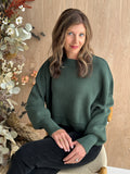 Free People Easy Street Crop Pullover Sweater in Hunter Green-130 Sweaters-Little Bird Boutique