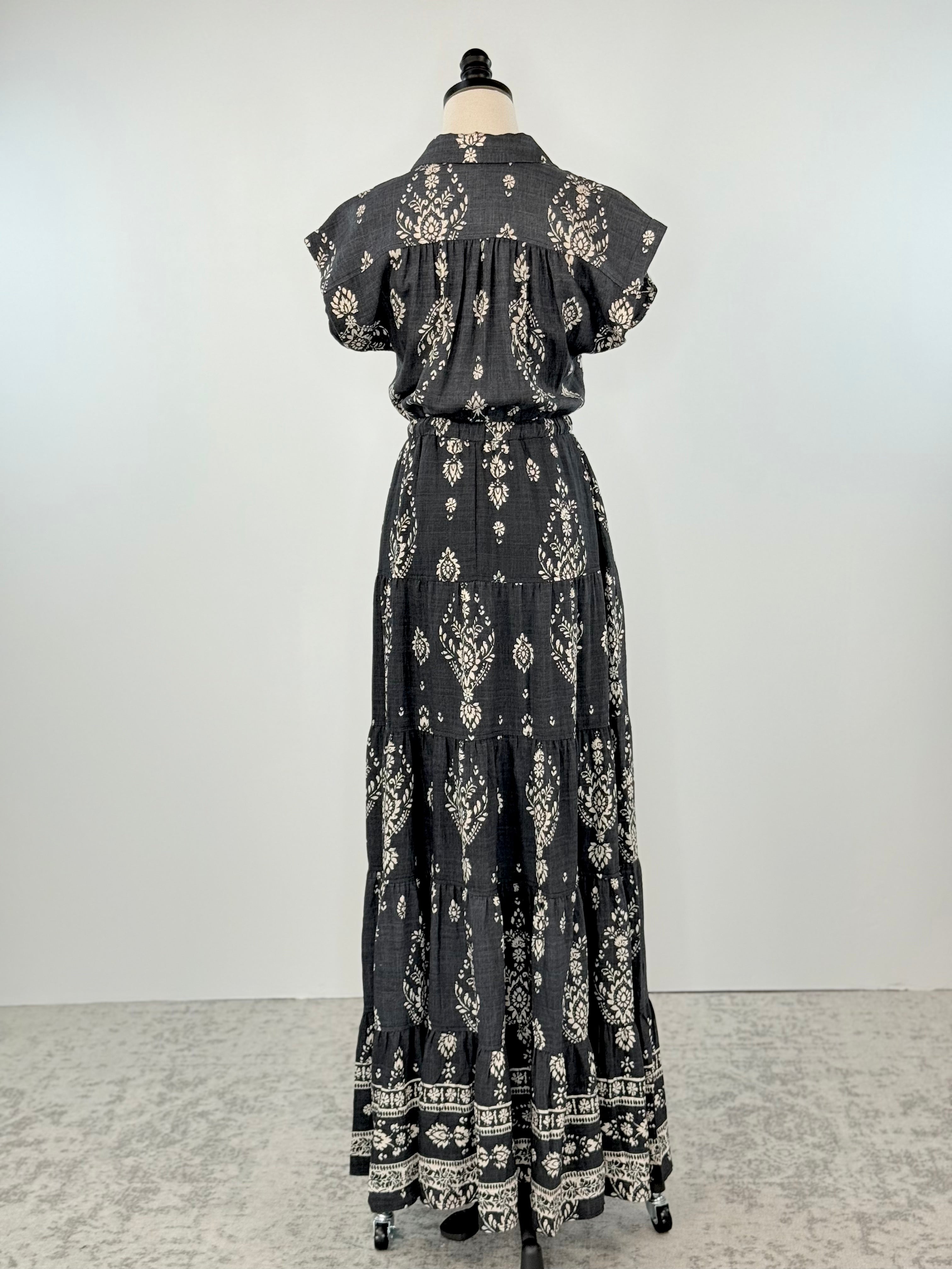 Lennox Long Dress in Black and White